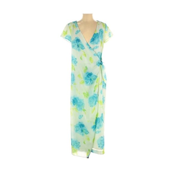 Lilly Pulitzer Blue Green Floral  Wrap Maxi Dress Size 2 New - Picture 9 of 11